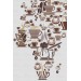 Kahve Coffee Temalı Dünya Haritası  Dekoratif Kanvas Tablo 1087 Karışık 150 X 85