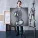 Kanvas Tablo, Gri Ve Gümüş Duvar Dekoru, Aşk Sanatı, 3D Efektli Gümüş İnsan Karışık/Çok Renkli 50 X 50