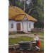 Köy Evi Manzarası Yağlıboya Görünüm Dekoratif Kanvas Duvar Tablosu Karışık 90 X 90