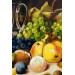 Masadaki Meyveler Yağlıboya Görünüm Dekoratif Kanvas Duvar Tablosu Karışık 50 X 50