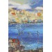 Napoli Manzaralı Yağlıboya Görünüm Dekoratif Kanvas Duvar Tablosu Karışık 125 X 70