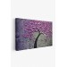 Pembe Çiçek Ağacı Yağlıboya Görünüm Dekoratif Kanvas Duvar Tablosu Karışık 150 X 85