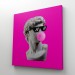 Piksel Gözlüklü David'in Kafasının Alçı Heykeli Kanvas Tablo, Pop Art Karışık 90 X 90
