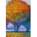 Renkli Ağaçlar Yağlıboya Görünüm Dekoratif Kanvas Duvar Tablosu Karışık 125 X 70