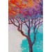 Renkli Ağaçlar Yağlıboya Görünüm Dekoratif Kanvas Duvar Tablosu Karışık 35 X 50