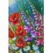 Renkli Çiçekler Yağlıboya Görünüm Dekoratif Kanvas Duvar Tablosu Karışık 50 X 50