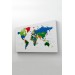 Renkli Dünya Haritası Kanvas Tablo 1014 Karışık 95 X 55