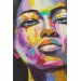 Renkli Kadın Yağlıboya Görünüm Dekoratif Kanvas Duvar Tablosu Karışık 50 X 50