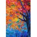 Sonbahar Ağaçları Yağlıboya Görünüm Dekoratif Kanvas Duvar Tablosu Karışık 125 X 70