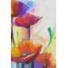 Soyut Çiçekler Yağlıboya Görünüm Dekoratif Kanvas Duvar Tablosu Karışık 50 X 50