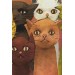 Soyut Kediler Yağlıboya Görünüm Dekoratif Kanvas Duvar Tablosu Karışık 35 X 50