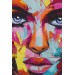 Soyut Renkli Kadın Yağlıboya Görünüm Dekoratif Kanvas Duvar Tablosu Karışık 50 X 50
