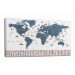 Türkçe Dünya Haritası Ayrıntılı Eğitici-Öğretici Sembollü Bayraklı Dekoratif Kanvas Tablo 2842 Karışık 125 X 70