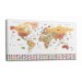 Türkçe Dünya Haritası Ayrıntılı Eğitici-Öğretici Sembollü Bayraklı Dekoratif Kanvas Tablo 2860 Karışık 95 X 55
