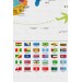 Türkçe Dünya Haritası Ayrıntılı Eğitici-Öğretici Sembollü Bayraklı Dekoratif Kanvas Tablo 2870 Karışık 125 X 70