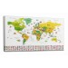 Türkçe Dünya Haritası Ayrıntılı Eğitici-Öğretici Sembollü Bayraklı Dekoratif Kanvas Tablo 2876 Karışık 125 X 70