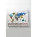 Türkçe Dünya Haritası Ayrıntılı Eğitici-Öğretici Sembollü Bayraklı Dekoratif Kanvas Tablo 2886 Karışık 150 X 85