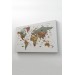 Türkçe Dünya Haritası Çok Detaylı Ünlü Yerler Sembollü Kanvas Tablo 1773 Karışık 150 X 85
