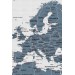 Türkçe Dünya Haritası Dekoratif Kanvas Tablo Son Derece Detaylı 1615 Karışık 125 X 70