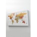 Türkçe Dünya Haritası Dekoratif Kanvas Tablo Son Derece Detaylı 1624 Karışık 125 X 70
