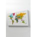 Türkçe Dünya Haritası Dekoratif Kanvas Tablo Son Derece Detaylı 1628 Karışık 150 X 85