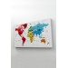 Türkçe Dünya Haritası Dekoratif Kanvas Tablo Son Derece Detaylı 1633 Karışık 125 X 70
