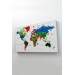 Türkçe Dünya Haritası Dekoratif Kanvas Tablo Son Derece Detaylı 1635 Karışık 95 X 55
