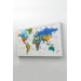 Türkçe Dünya Haritası Dekoratif Kanvas Tablo Son Derece Detaylı 1637 Karışık 125 X 70