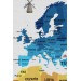  Türkçe Dünya Haritası Dekoratif Kanvas Tablo Ülke-Başkentli Öğretici Ve Sembollü 2266 Karışık 125 X 70