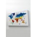  Türkçe Dünya Haritası Dekoratif Kanvas Tablo Ülke-Başkentli Öğretici Ve Sembollü 2266 Karışık 150 X 85