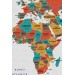  Türkçe Dünya Haritası Dekoratif Kanvas Tablo Ülke-Başkentli Öğretici Ve Sembollü 2290 Karışık 150 X 85