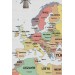  Türkçe Dünya Haritası Dekoratif Kanvas Tablo Ülke-Başkentli Öğretici Ve Sembollü 2312 Karışık 125 X 70