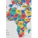  Türkçe Dünya Haritası Dekoratif Kanvas Tablo Ülke-Başkentli Öğretici Ve Sembollü 2314 Karışık 125 X 70