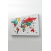  Türkçe Dünya Haritası Dekoratif Kanvas Tablo Ülke-Başkentli Öğretici Ve Sembollü 2314 Karışık 150 X 85