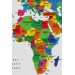  Türkçe Dünya Haritası Dekoratif Kanvas Tablo Ülke-Başkentli Öğretici Ve Sembollü 2330 Karışık 125 X 70