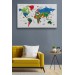  Türkçe Dünya Haritası Dekoratif Kanvas Tablo Ülke-Başkentli Öğretici Ve Sembollü 2330 Karışık 150 X 85