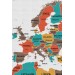 Türkçe Dünya Haritası Dekoratif Kanvas Tablo Ülke Ve Başkentli 1516 Karışık 125 X 70