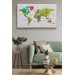 Türkçe Dünya Haritası Dekoratif Kanvas Tablo Ülke Ve Başkentli 1544 Karışık 125 X 70