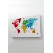 Türkçe Dünya Haritası Dekoratif Kanvas Tablo Ülke Ve Başkentli 1552 Karışık 125 X 70