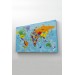 Türkçe Dünya Haritası Kanvas Tablo Son Derece Detaylı Ve Dekoratif-1989 Karışık 125 X 70