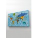 Türkçe Dünya Haritası Kanvas Tablo Son Derece Detaylı Ve Dekoratif-2040 Karışık 125 X 70