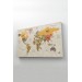 Türkçe Dünya Haritası Kanvas Tablo  Ülke Başkentli Ve Okyanus Detaylı Dekoratif Tablo 2744 Karışık 125 X 70