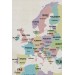 Türkçe Dünya Haritası Kanvas Tablo  Ülke Başkentli Ve Okyanus Detaylı Dekoratif Tablo 2748 Karışık 150 X 85