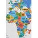  Türkçe Dünya Haritası Kanvas Tablo Ülke Bayraklı Ve Dekoratif 2412 Karışık 125 X 70