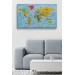 Türkçe Dünya Haritası Sembollü Ve Okyanuslu Dekoratif Kanvas Tablo 2470 Karışık 150 X 85