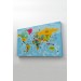 Türkçe Dünya Haritası Sembollü Ve Okyanuslu Dekoratif Kanvas Tablo 2470 Karışık 95 X 55