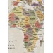 Türkçe Dünya Haritası Son Derece Ayrıntılı Eğitici-Öğretici Okyanuslu Dekoratif Kanvas Tablo 2524 Karışık 125 X 70
