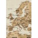 Türkçe Dünya Haritası Son Derece Ayrıntılı Eğitici-Öğretici Okyanuslu Dekoratif Kanvas Tablo 2544 Karışık 125 X 70