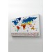 Türkçe Dünya Haritası Ülke Bayrak Ve Başkentli Kanvas Tablo 1898 Karışık 125 X 70