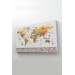 Türkçe Dünya Haritası Ülke Bayrak Ve Başkentli Kanvas Tablo 1934 Karışık 125 X 70